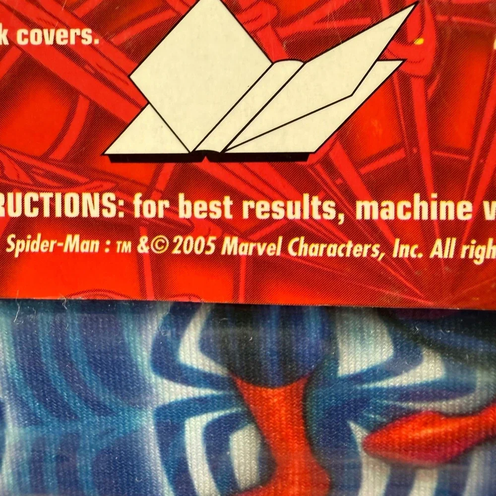 Marvel Spider-Man Stretchable Book Cover Blue Vintage 2005 Deadstock 2pk Bundle
